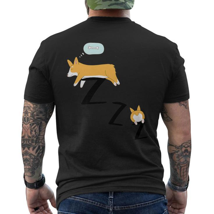 Corgi Dog Pajama Sleep   Mens Back Print T-shirt