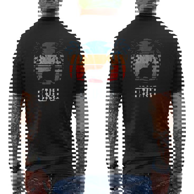 Corgi Dog - Retro 70S 80S Beach Mens Back Print T-shirt