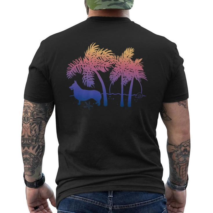 Corgi Ombre Beach Sunrise   Mens Back Print T-shirt