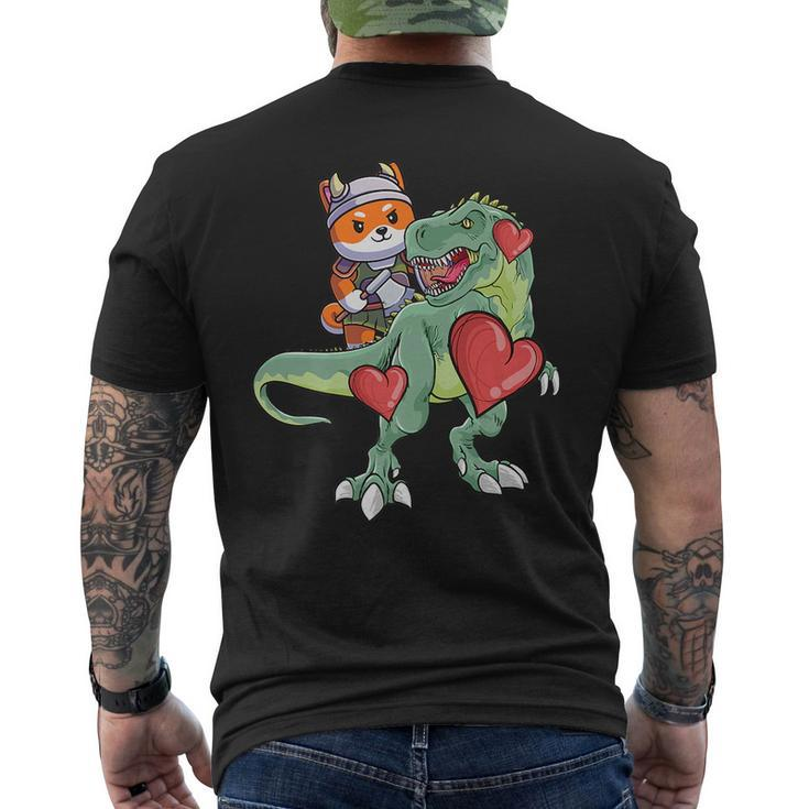 Corgi Riding Dinosaur Funny Reptile Animal Lover Graphic   Mens Back Print T-shirt