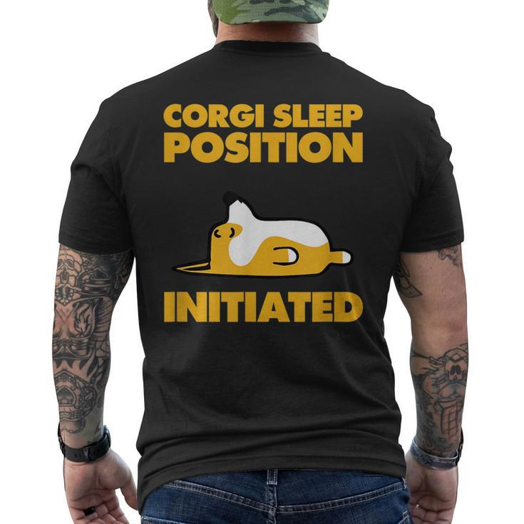 Corgi Sleep Position Initiated T  Mens Back Print T-shirt
