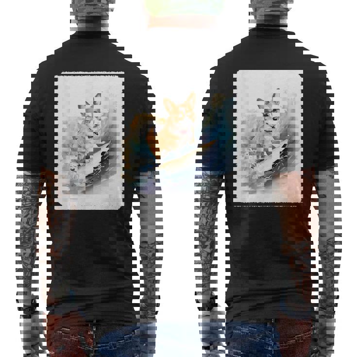 Corgi Surfing Wave Dog Surfing Corgi At The Beach  Mens Back Print T-shirt