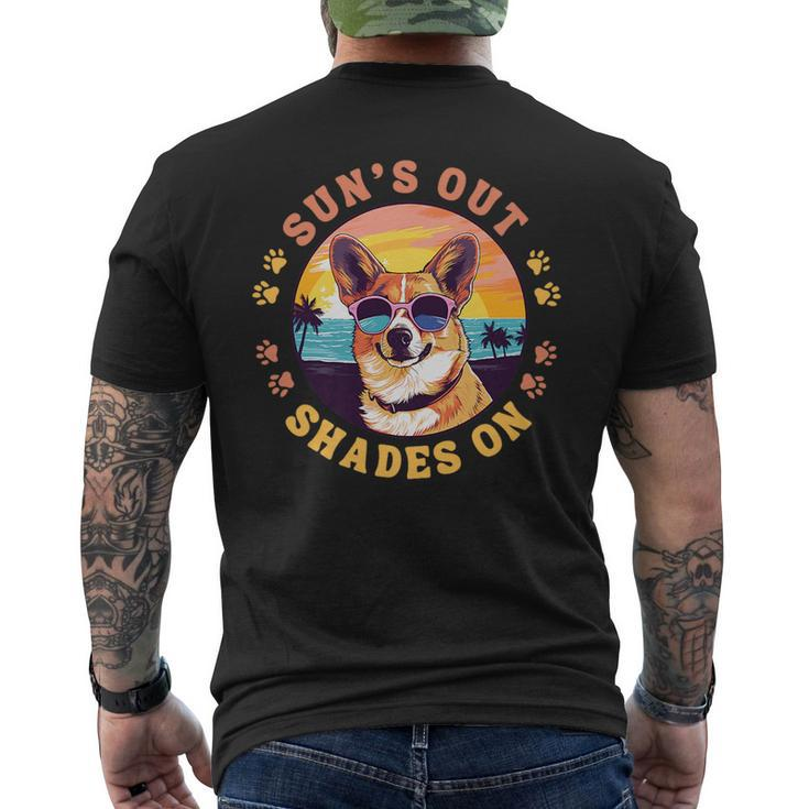 Corgi With Sunglasses On The Beach Suns Out Shades On   Mens Back Print T-shirt