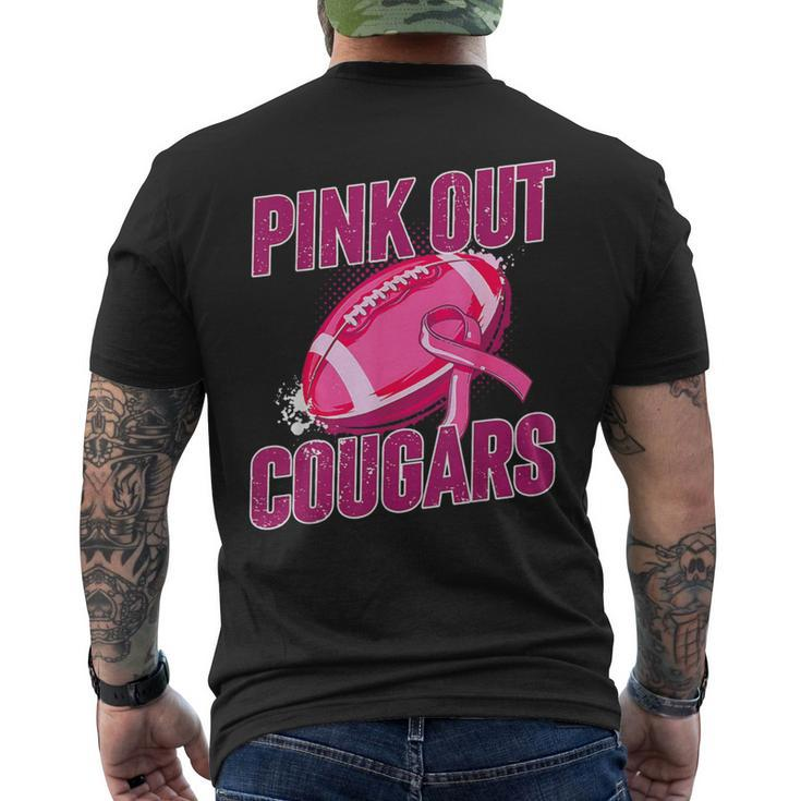 Cougars Pink Out Football Tackle Breast Cancer Men's T-shirt Back Print