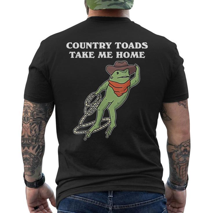 Country Toads Take Me Home Cowboy Frog Western Men's T-shirt Back Print