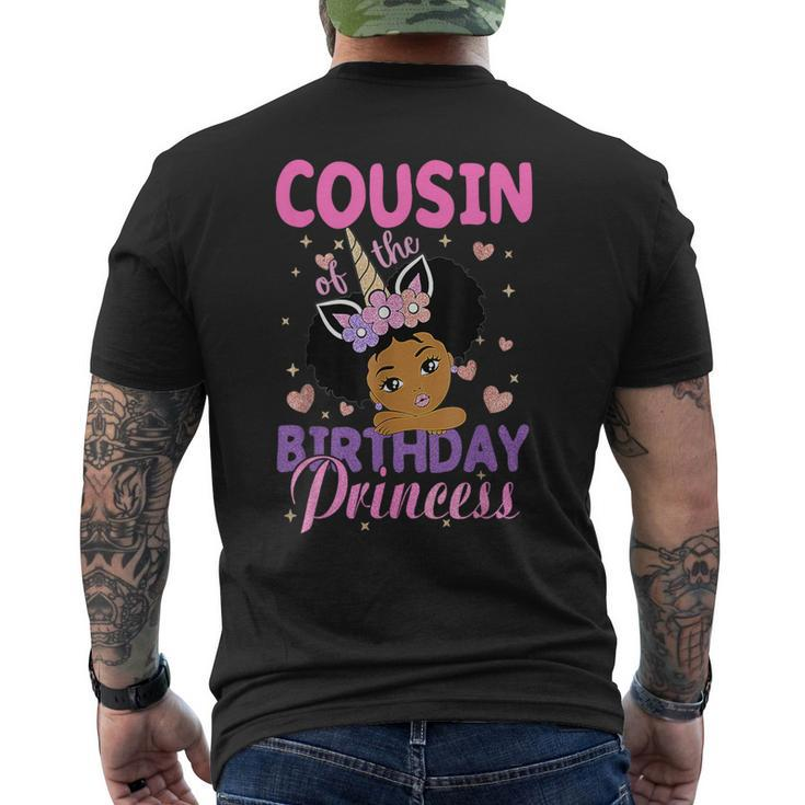 Cousin Of The Birthday Princess Melanin Afro Unicorn Family Men's T-shirt Back Print