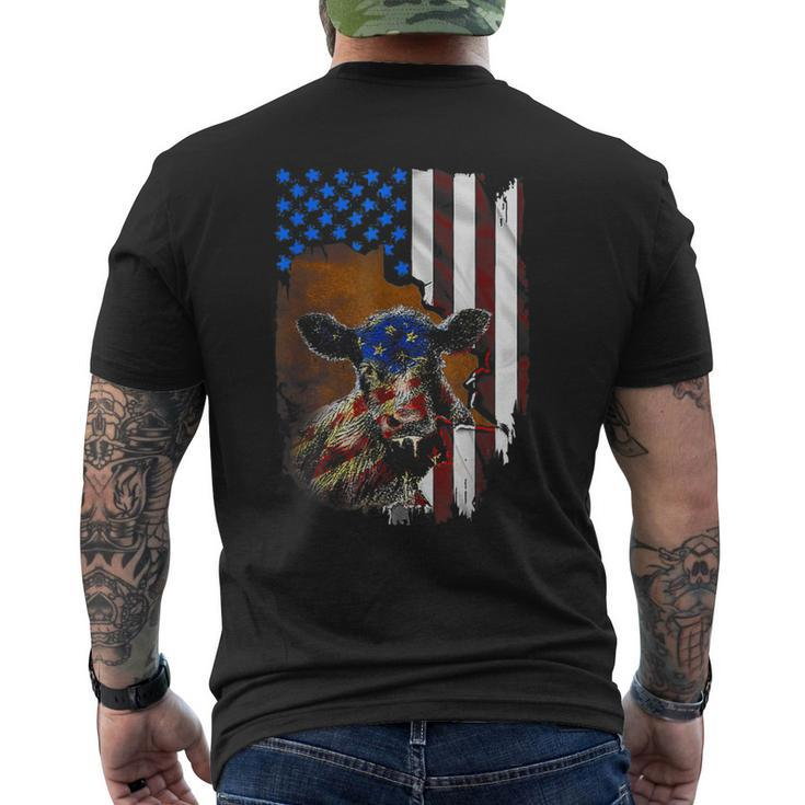 Cow American Flag Cows Lover Xmas Men's Back Print T-shirt