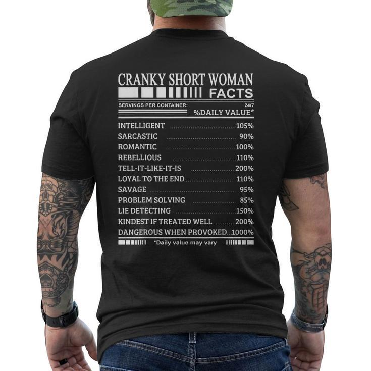 Cranky Short Woman Facts Servings Per Container  Mens Back Print T-shirt