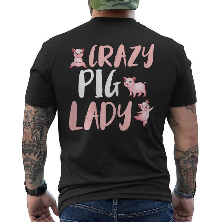 Crazy Pig Lady Piglet Farm  Mens Back Print T-shirt