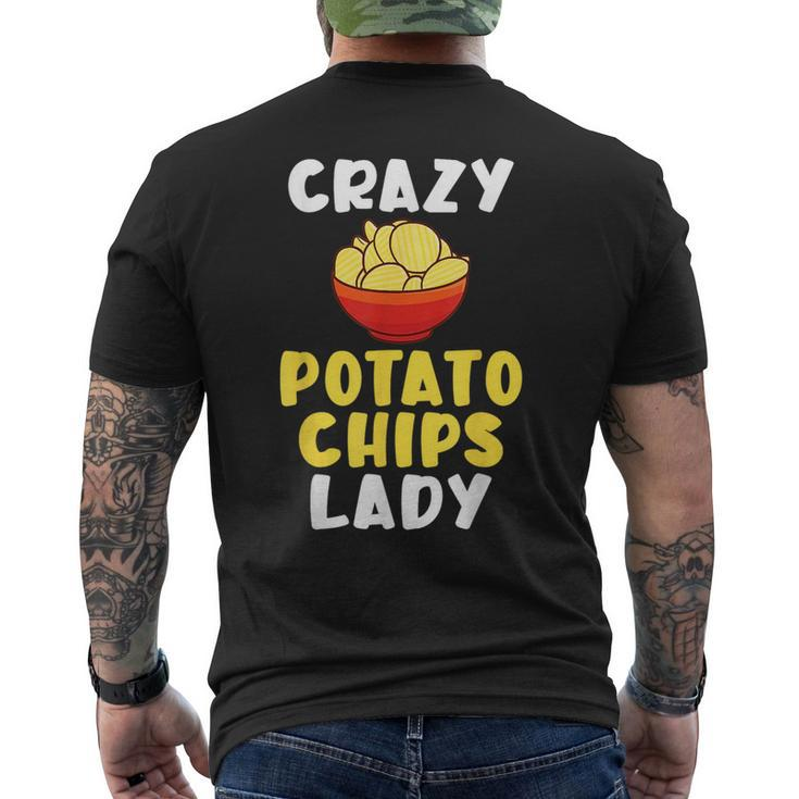 Crazy Potato Chips Lady  Mens Back Print T-shirt
