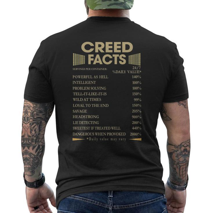 Creed Name Gift Creed Facts Mens Back Print T-shirt
