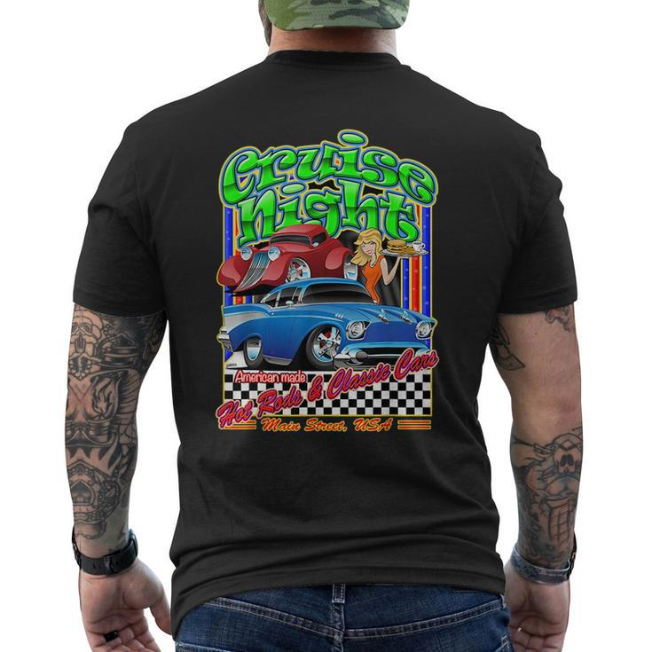 Cruise Night Hot Rod Muscle Car Cartoon Graphic Cruise Funny Gifts Mens Back Print T-shirt