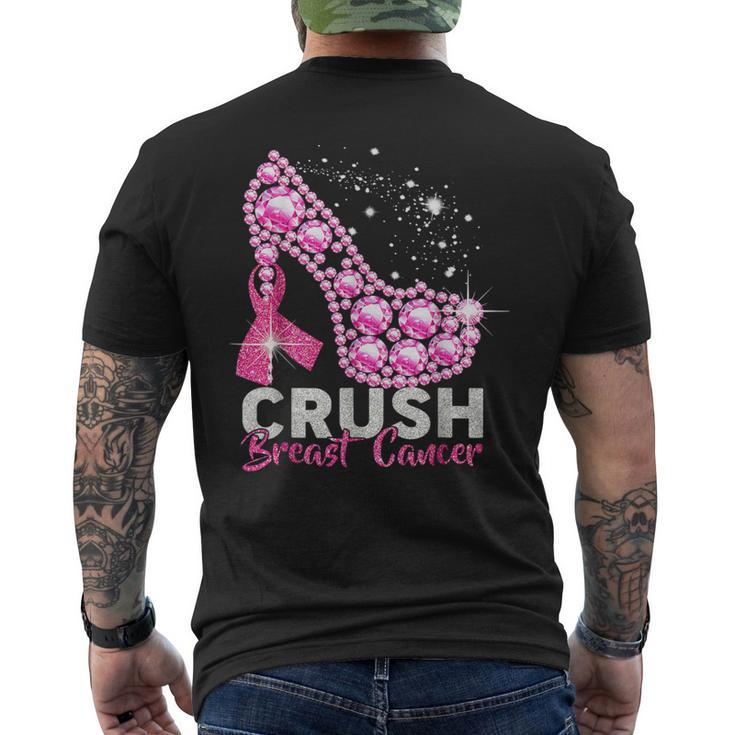 Crush Breast Cancer Pink Bling High Heels Breast Cancer Men's T-shirt Back Print