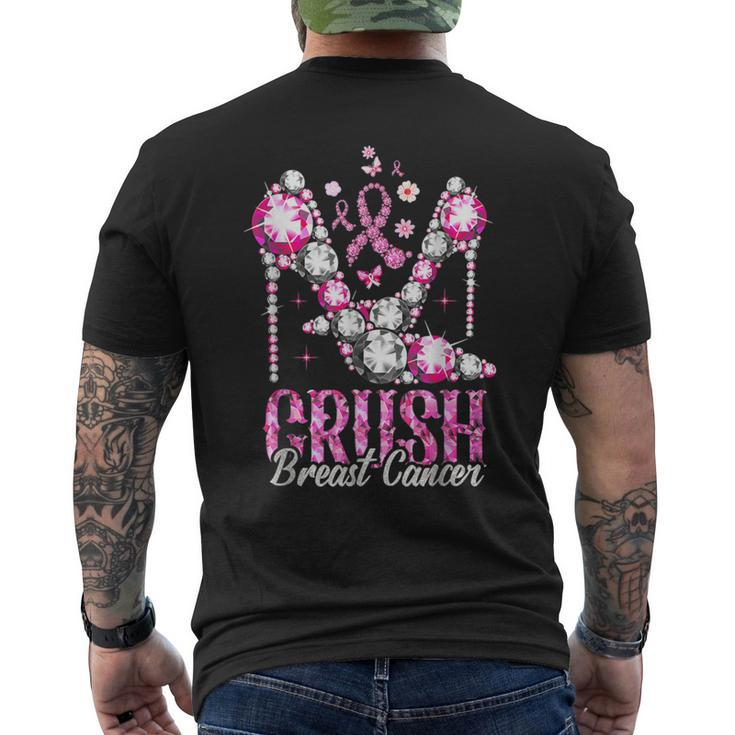 Crush Breast Cancer Pink Bling High Heels Ribbon Men's T-shirt Back Print