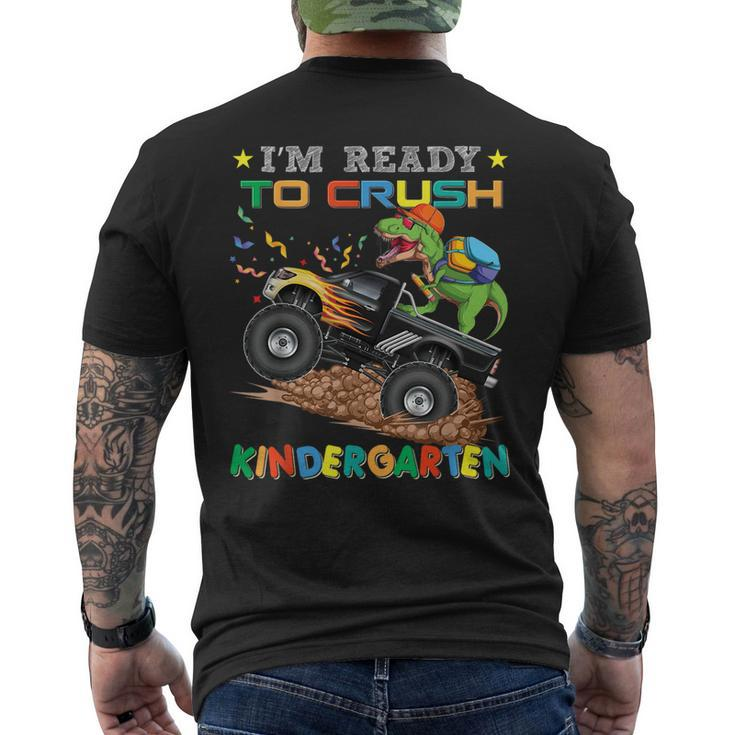 Crush Kindergarten Dinosaur Monster Truck Back To School Boy Men's T-shirt Back Print