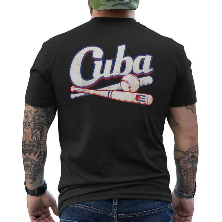 Cuban Baseball Fan Team Cuba Distressed Vintage Flag Graphic Men's T-shirt Back Print