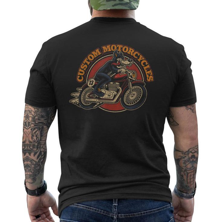 Custom Motorcycles Retro Biker Lowbrow Wolf Rockabilly 50S Men's Back Print T-shirt