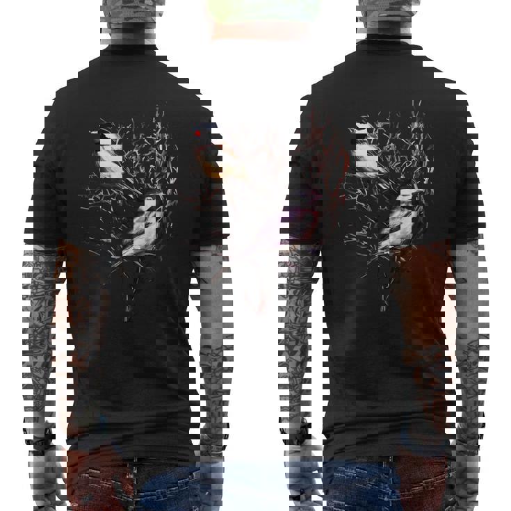 Cute Black Capped Chickadees In Branches Men's T-shirt Back Print