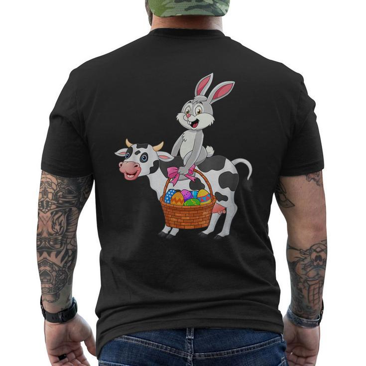 Cute Bunny Riding Cow Happy Easter Cow Lover Men's Back Print T-shirt