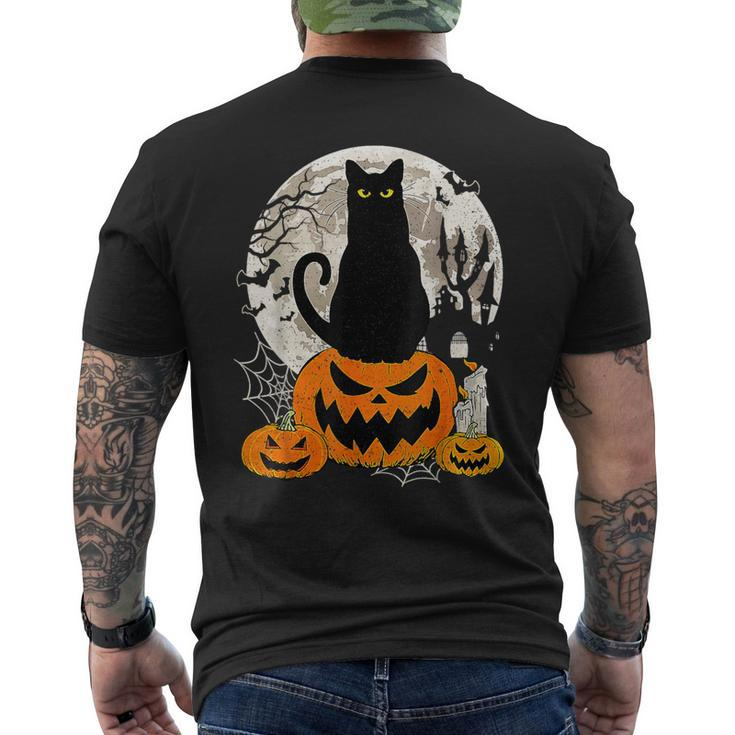 Cute Cat Black On Jack O' Lantern Retro Halloween Costume Men's T-shirt Back Print