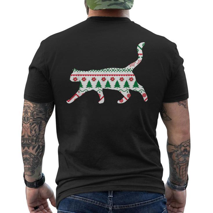Cute Cat Ugly Christmas Sweater -T Meow Xmas Men's T-shirt Back Print