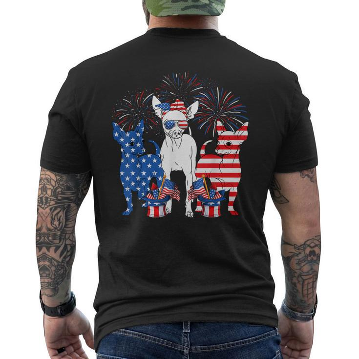Cute Chihuahua Dogs American Flag Indepedence Day July 4Th  Mens Back Print T-shirt