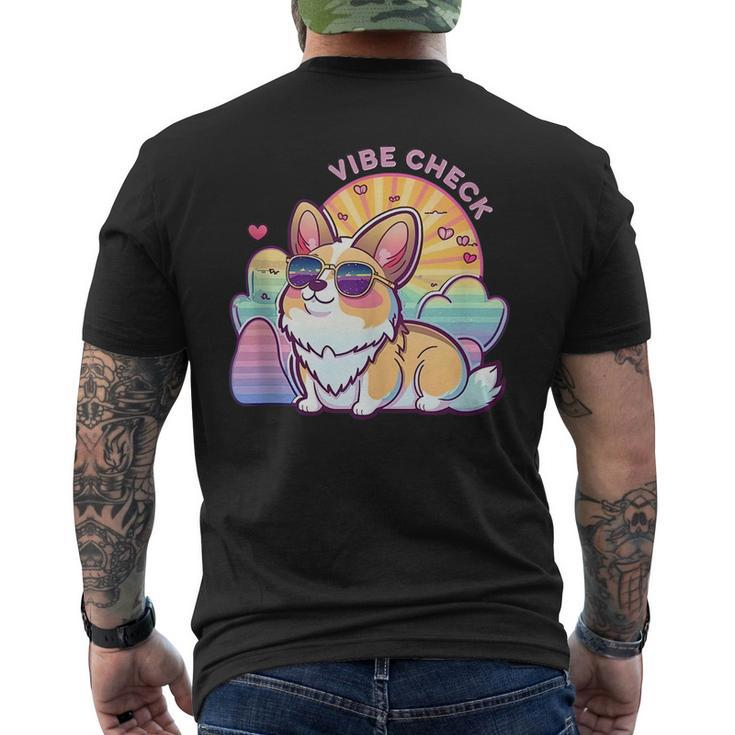 Cute Corgi Vibe Check National Pet Day For Kid Man Woman  Mens Back Print T-shirt