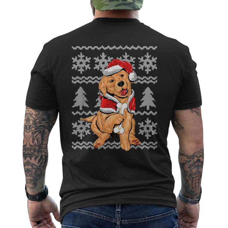 Cute Dog Santa Hat Ugly Christmas Sweater Holiday Men's T-shirt Back Print