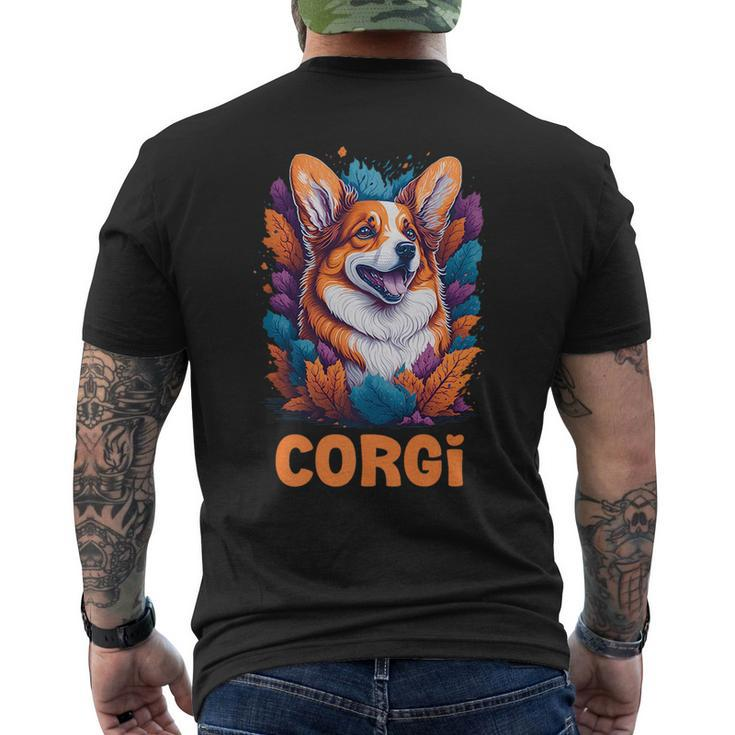 Cute Fluffy Dog Corgi Red - Creative Modern Design   Mens Back Print T-shirt