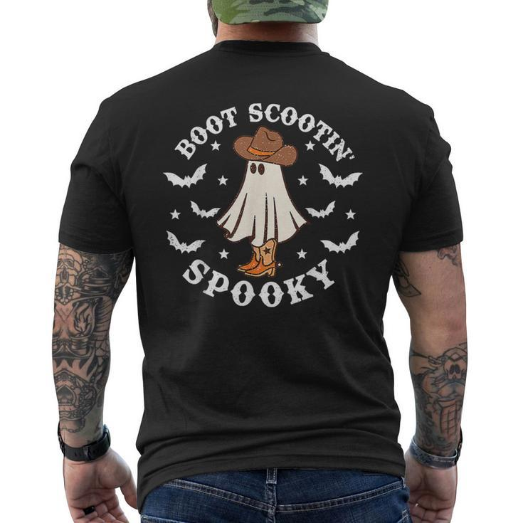 Cute Ghost Halloween  Western Boot Scootin Spooky Men's T-shirt Back Print