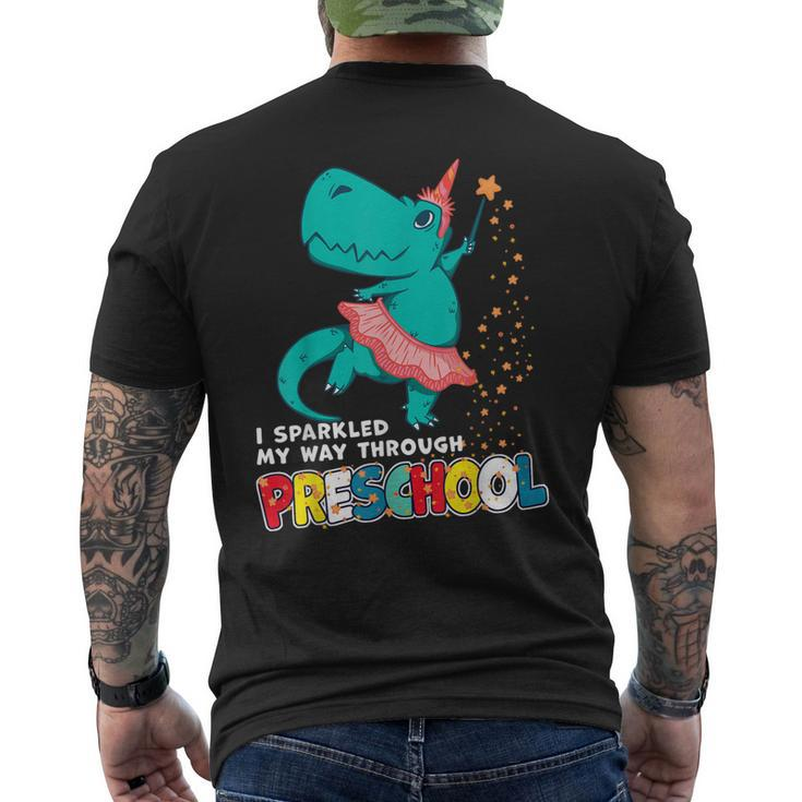 Cute Magical Ballerina Dino Unicorn Preschool Graduation Men's Back Print T-shirt