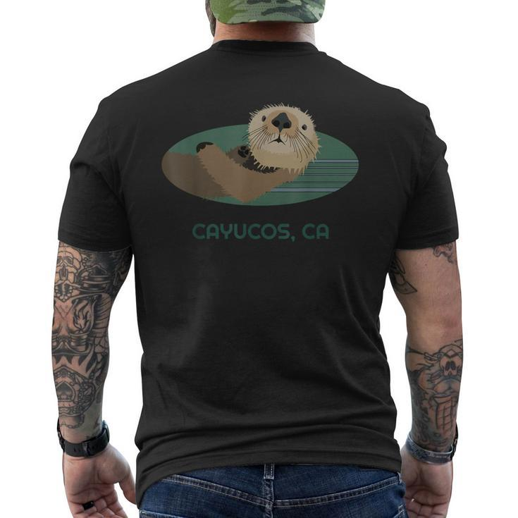 Cute Otter Cayucos California Coast Resident Fisherman Men's T-shirt Back Print