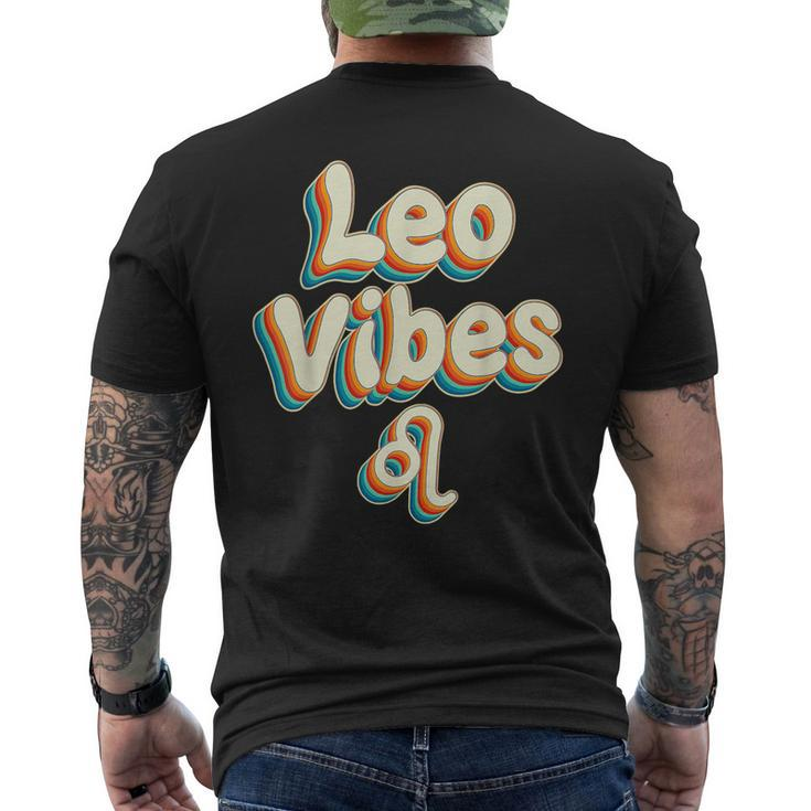 Cute Retro Leo Vibes Funny Leo Zodiac Birthday Decorations  Mens Back Print T-shirt