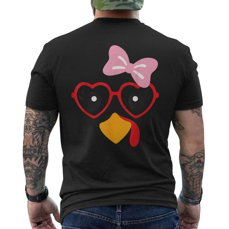 Cute Turkey Face Heart Sunglasses Thanksgiving Costume Men's T-shirt Back Print
