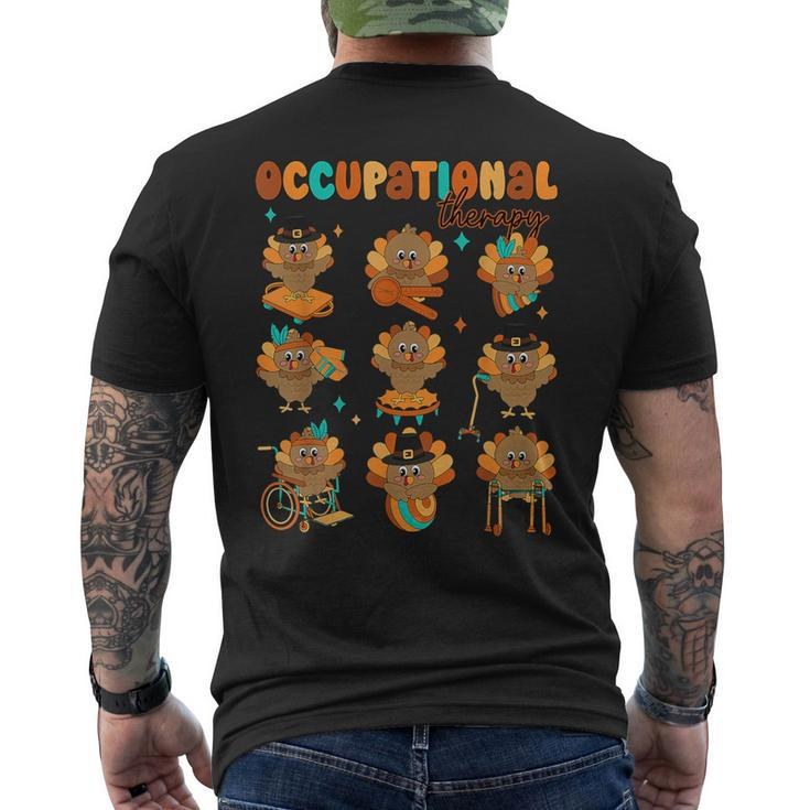 Cute Turkey Occupational Therapy Ot Therapist Thanksgiving Men's T-shirt Back Print