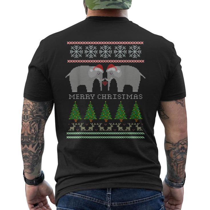 Cute White Elephants Xmas Ugly Christmas Sweater Men's T-shirt Back Print