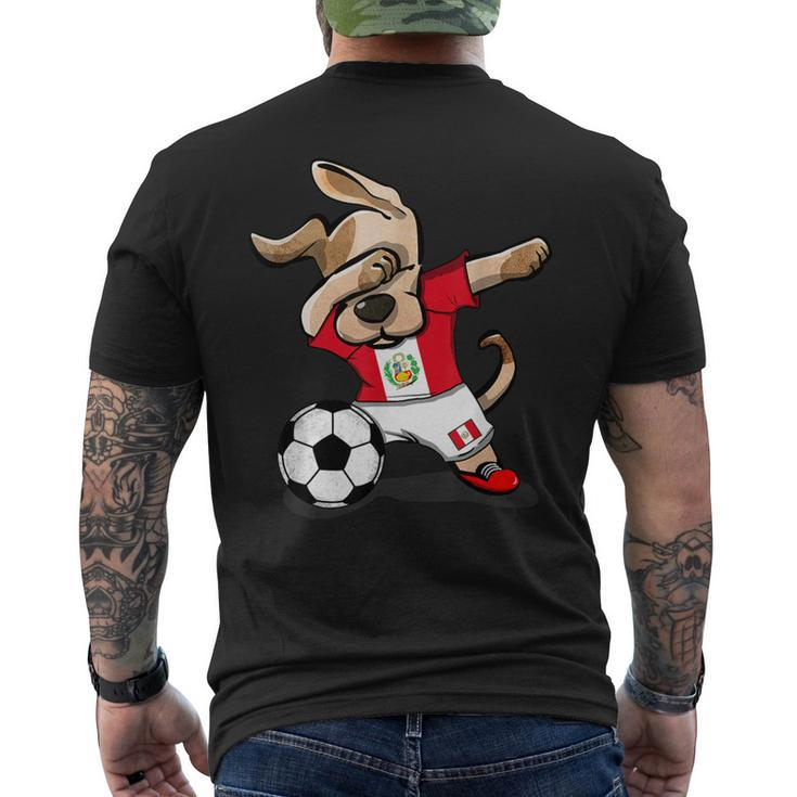 Dabbing Dog Peru Soccer Fans Jersey Peruvian Flag Football Men's T-shirt Back Print