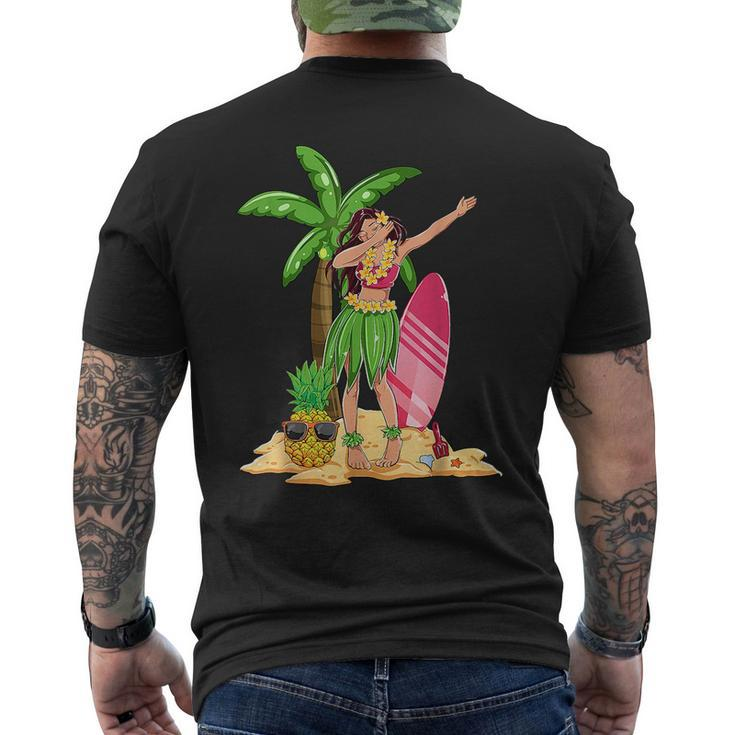 Dabbing Hawaiian Girl Summer Vacation Hawaii Pineapple Palm  Mens Back Print T-shirt