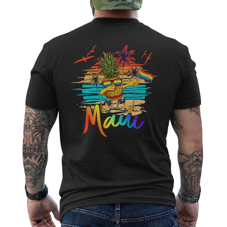 Dabbing Pineapple Gay Pride Lgbt Maui Hawaii Summer 2022 Mens Back Print T-shirt