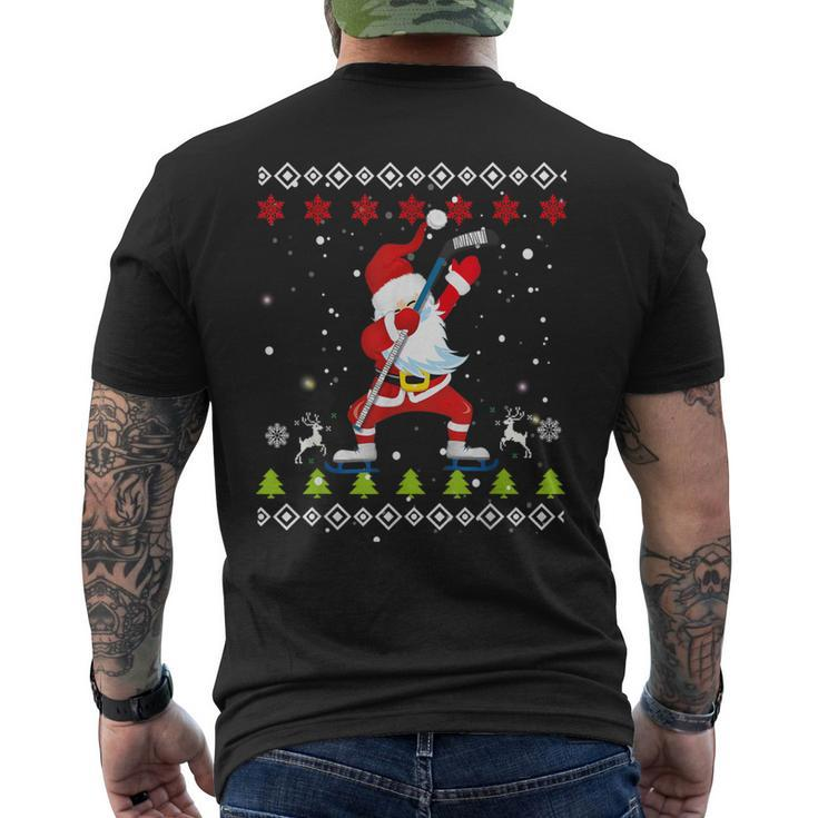 Dabbing Santa Hockey Ugly Christmas Sweater Xmas Men's T-shirt Back Print