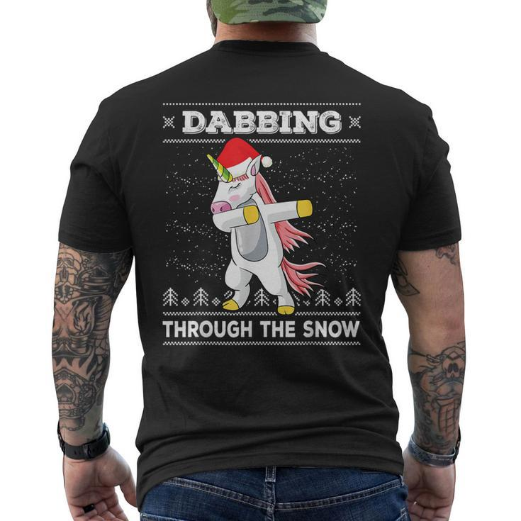 Dabbing Through The Snow Dab Unicorn Ugly Christmas Sweater Men's T-shirt Back Print