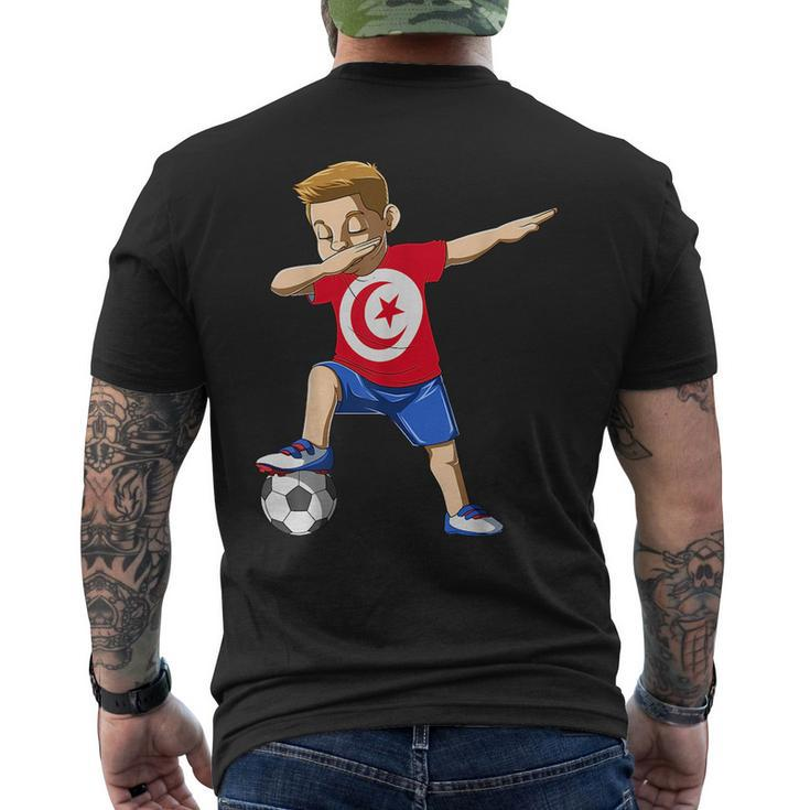 Dabbing Soccer Boy Tunisia Jersey Tunisian  Mens Back Print T-shirt