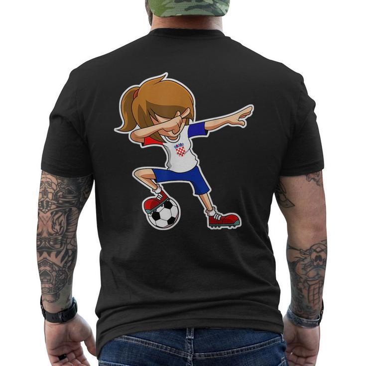 Dabbing Soccer Girl Croatia  Croatian Flag Jersey Mens Back Print T-shirt
