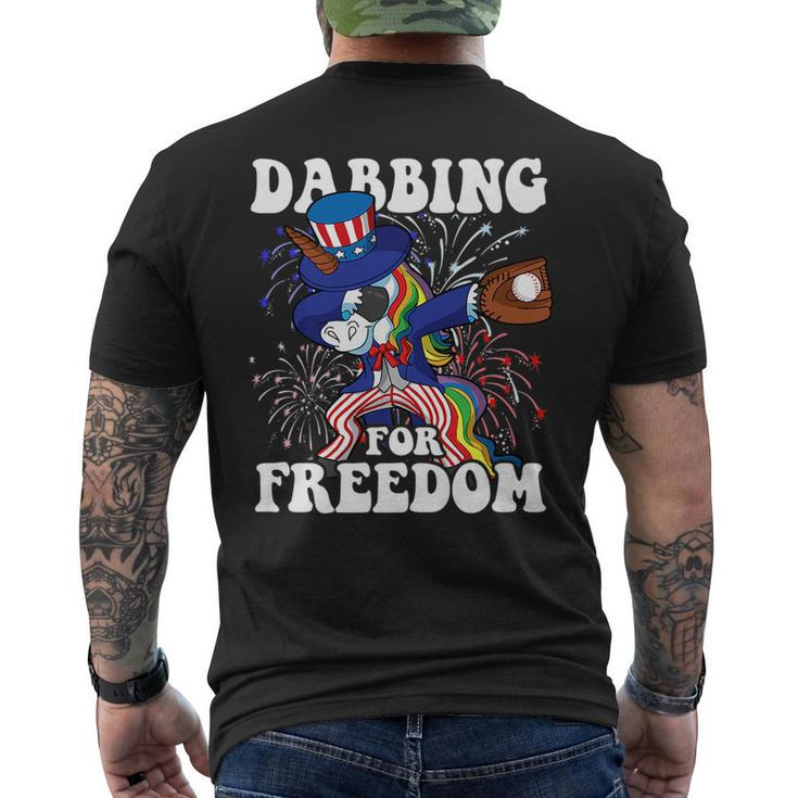 Dabbing Unicorn Baseball Uncle Sam 4Th Of July Usa Patriotic   Mens Back Print T-shirt