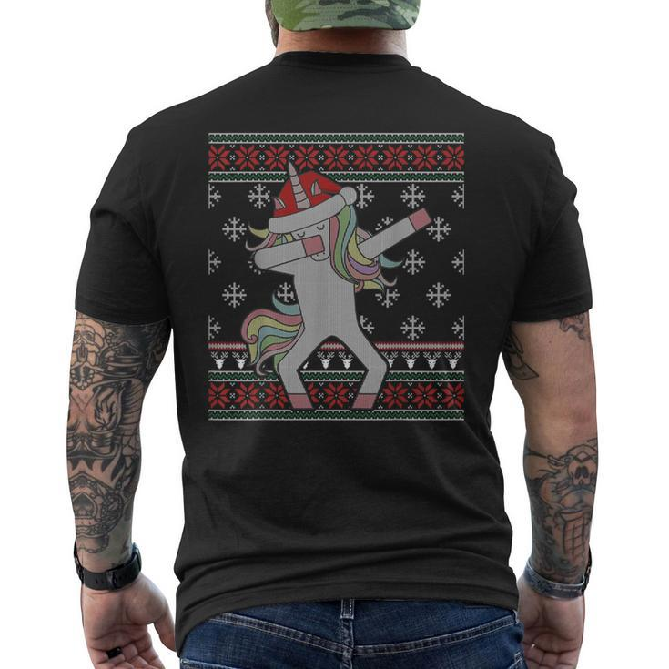 Dabbing Unicorn Ugly Christmas Sweater Dab Trend Men's T-shirt Back Print
