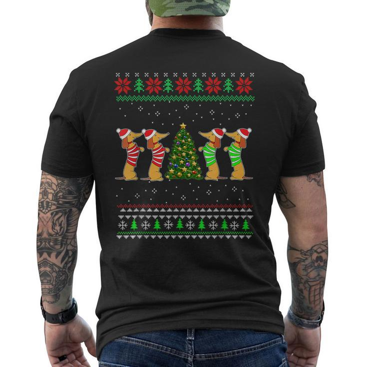 Dachshund Dog Christmas Ugly Sweater Dachshund Xmas Men's T-shirt Back Print