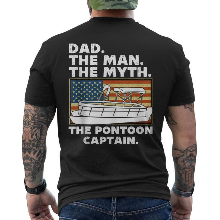 Dad Man Myth Pontoon Captain American Flag Boat Fathers Day  Mens Back Print T-shirt