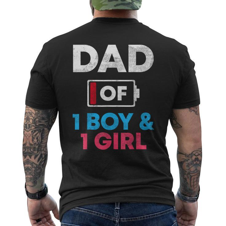 Dad Of 1 Boy And 1 Girl Battery Low Daddy Fathers Day Gift  Mens Back Print T-shirt