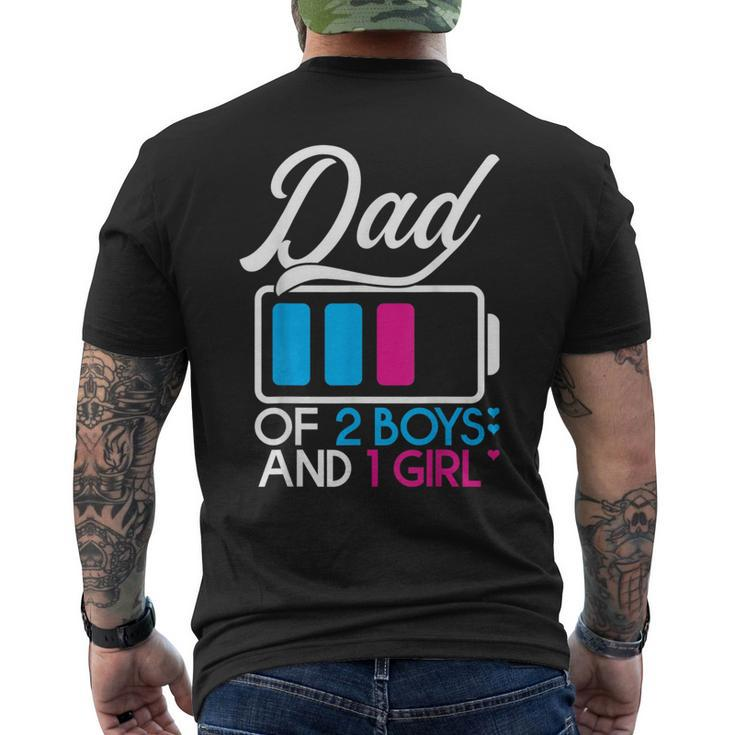 Dad Of 2 Boys And 1 Girl Battery Fully Fathers Day Birthday  Mens Back Print T-shirt