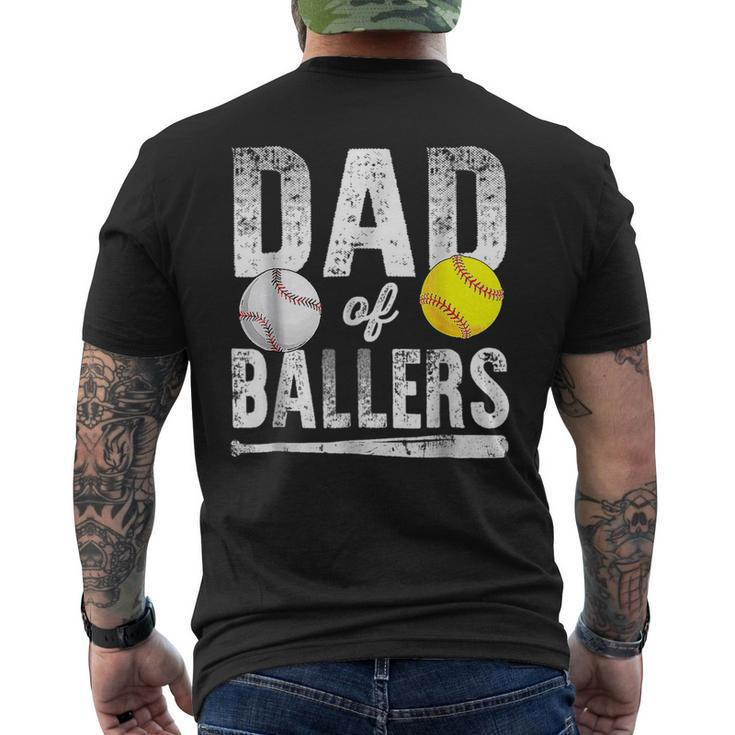 Dad Of Ballers Baseball Softball Fathers Day Dad Gift Funny  Mens Back Print T-shirt